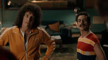 Freddie Mercury's (Rami Malek) striped t-shirt as seen in Bohemian Rhapsody