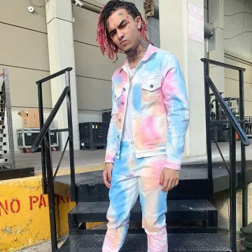 Lil Pump's tie dyed denim jacket as seen on his Ins­ta­gram account @Lil­pump