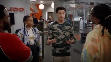 WeSC Anwar Camo Crewneck Sweater worn by Andre Johnson, Jr. (Marcus Scribner) in black-ish (S05E23)