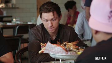 Chaqueta de cuero usada por Tom Holland en The Chef Show