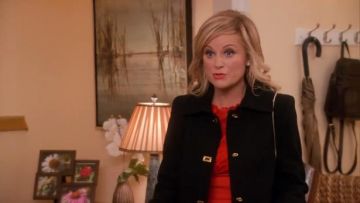 DKNY  Kendra turn key coat worn by Leslie Knope (Amy Poehler) in Parks and Recreation (S05E14)