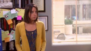 A.L.C.  Print silk tank worn by April Ludgate (Aubrey Plaza) in Parks and Recreation (S06E01)