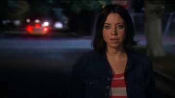 Current Elliott  The Snap Jacket in Sapphire Leopard worn by April Ludgate (Aubrey Plaza) in Parks and Recreation (S06E06)