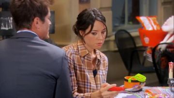 Burberry  Stripe Dtail Vintage Check Cotton Shirt worn by April Ludgate (Aubrey Plaza) in Parks and Recreation (S06E07)