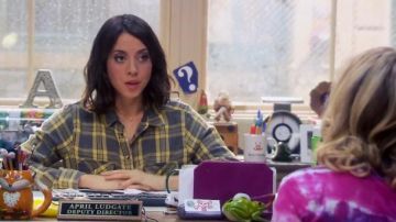 Topshop  Maggi Santorini Check Print Shirt worn by April Ludgate (Aubrey Plaza) in Parks and Recreation (S06E15)