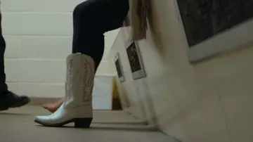 White Cowboy Leather Boots worn by Rose-Lynn (Jessie Buckley) in Wild Rose