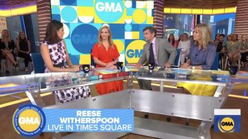 A.L.C. Claire Midi Dress in red worn by Reese Witherspoon on Good Morning America May 29, 2019