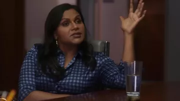 Blue plaid shirt worn by Molly Patel (Mindy Kaling) in Late Night