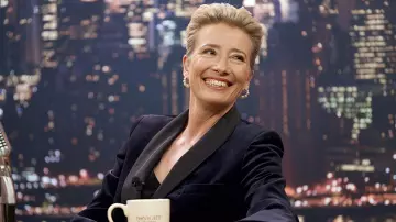 Blue velvet blazer worn by Katherine Newbury (Emma Thompson) in Late Night