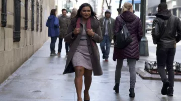 Grey dress worn by Molly Patel (Mindy Kaling) in Late Night