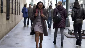 Grey dress worn by Molly Patel (Mindy Kaling) in Late Night