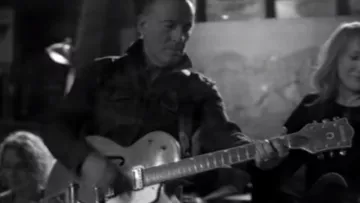 Black denim jacket worn by Bruce Springsteen as seen in his Tucson Train music video