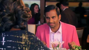 Paul Smith  Pink Gradient Flamingo Shirt worn by Tom Haverford (Aziz Ansari) in Parks and Recreation (S07E06)