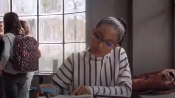 White Mesh Stripe Crop Sweater worn by Zoey Johnson (Yara Shahidi) in grown-ish (Season01 Episode04)