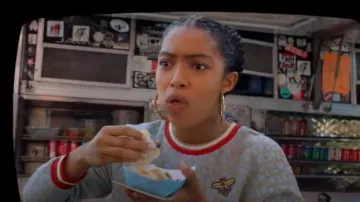 H&M Glittery Top worn by Zoey Johnson (Yara Shahidi) in grown-ish (S01E06)