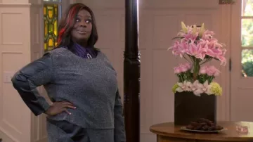 Lane Bryant Tweed and Faux Leather Top worn by Donna Meagle (Retta) in Parks and Recreation (S07E12)