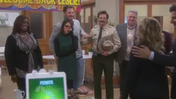 Green Stretch Silk Twill Bandeau Dress in Forest worn by April Ludgate (Aubrey Plaza) in Parks and Recreation (Season07 Episode12)