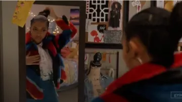 Blue Suede Wrap Skirt worn by Zoey Johnson (Yara Shahidi) in grown-ish (Season01 Episode08)