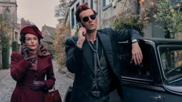 Grey Slim Knit Scarf worn by Crowley (David Tennant) as seen in Good Omens TV series (Season 2 Episode 1)
