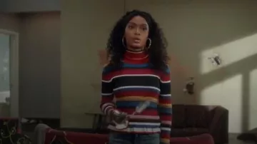 MSGM côtelé Rayé mélange de la laine d'un pull à col roulé porté par Zoey Johnson (Yara Shahidi) adultes-ish (S02E01)