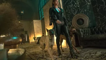 Noir cuir hauteur du genou bottes portées par Sofia (Halle Berry) dans John Wick: Chapitre 3 – Parabellum