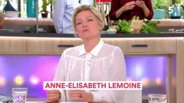 La camisa transparente, plumetis y mangas largas de Anne-Élisabeth Lemoine en C à vous el 07.06.2019