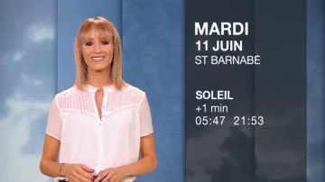 The Top buttoned satin Stéphanie Duval in Weather of M6 of 11/06/2019