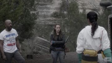 The t-shirt "Don't mess with Texas" of Morgan Jones (Lennie James) in Fear The Walking Dead (S05E02)