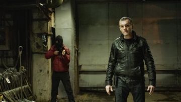 The short jacket black leather of The Fog (Vladislav Abashin) in Factory
