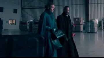 Longline green Coat worn by Serena Joy Waterford (Yvonne Strahovski) in The Handmaid's Tale (S03E05)