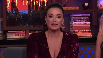 Nicole Rose White Gold Inside Outside Hoop Earrings worn by Kyle Richards on Watch What Happens Live with Andy Cohen June 11, 2019