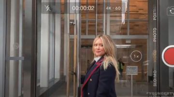 Gucci Piped Double-Breasted Coat worn by Kelsey Peters (Hilary Duff) in Younger (Season06 Episode03)