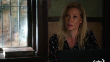 Saint Laurent Paris Lipstick Print Blouse worn by Dr. Joan Watson (Lucy Liu) in Elementary (Season07 Episode03)