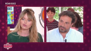 El suéter verde de malla brillante usado por Pauline Baduel en Clique el domingo 16.06.2019