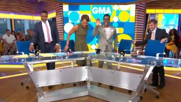 Yigal Azrouël Patchwork Knit Dress worn by Robin Roberts on Good Morning America June 10,2019