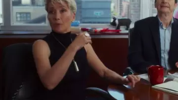 Sleeveless black turtleneck dress worn by Katherine Newbury (Emma Thompson) as seen in Late Night