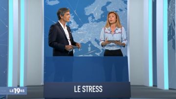 La camisa azul de Diane Douzillé en Le 19:45 de M6