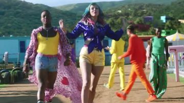 Gold metallic short worn by Taylor Swift as seen in her You Need To Calm Down music video