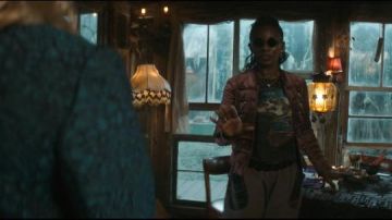 Free People Fitted Velvet Military Jacket worn by Madame Xanadu (Jeryl Prescott) in Swamp Thing (Seaosn 01 Episode 01)
