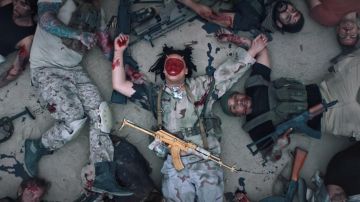 Camouflage military pants worn by Trippie Redd as seen in his Under Enemy Arms music video