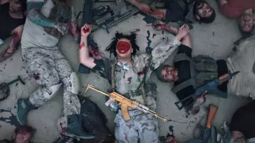 Camouflage military pants worn by Trippie Redd as seen in his Under Enemy Arms music video