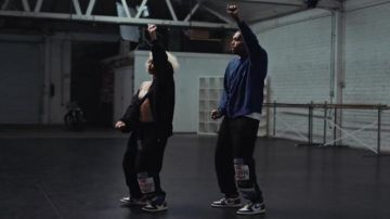 Vetements Patchwork Sweatpants in Black Bulldog worn by Chris Brown in Easy (Remix) music video by DaniLeigh