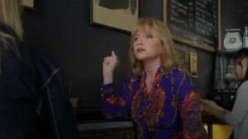 Gucci 70s graphic print silk shirt worn by Dorothy Walker (Rebecca De Mornay) in Marvel's Jessica Jones (Season03 Episode02)