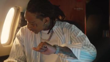 White striped shirt worn by Wiz Khalifa as seen in One Thought Away music video by Asher Angel