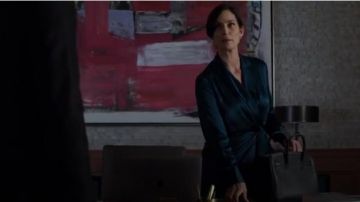Jason Wu Wrap-effect draped silk-satin dress worn by Jeri Hogarth (Carrie-Anne Moss) in Marvel's Jessica Jones (Season 03 Episode 04)