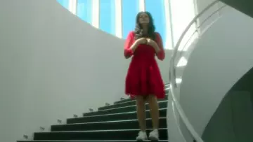 The little red dress flying Salma Rachid in her video clip of MY GAZELLE feat. Mok Saib