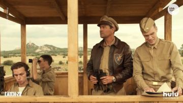The bomber jacket brown leather pilot, Colonel Cathcart (Kyle Chandler) in Catch-22 S01E01
