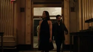 Sleeveless Halter-Neck Open-Back Fit-and-Flare Cady Dress worn by Teresa Mendoza (Alice Braga) in Queen of the South (Season04 Episode01)