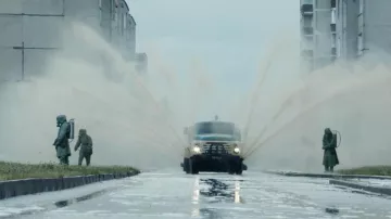 Pantalones resistentes a productos químicos como se ve en Chernobyl S01E04