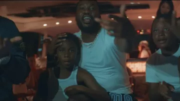 White t-shirt worn by Meek Mill as seen in Tap music video by NAV